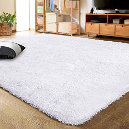 Picture of LOCHAS Ultra Soft Indoor Modern Area Rugs Fluffy Living Room Carpets for Children Bedroom Home Decor Nursery Rug 6x9 Feet, White