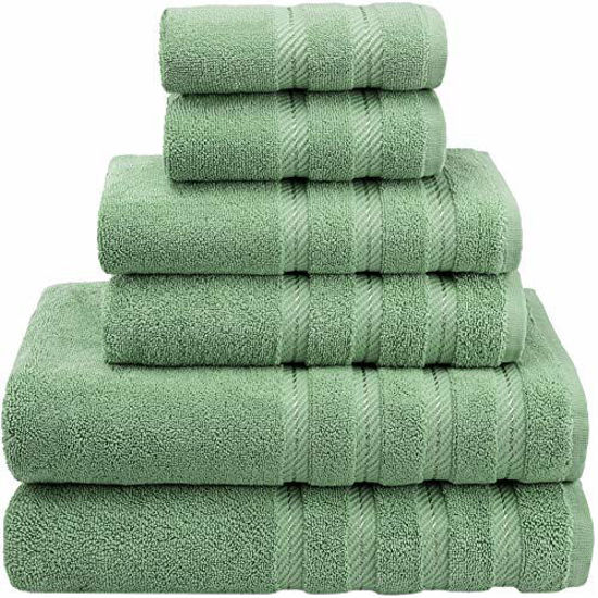 American Soft Linen 6 Piece Turkish Cotton Bath Towel Set - On