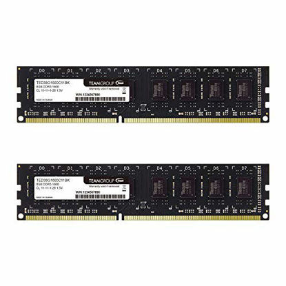 Picture of TEAMGROUP Elite DDR3 16GB Kit (2 x 8GB) 1600MHz (PC3-12800) CL11 Unbuffered Non-ECC 1.5V UDIMM 240 Pin PC Computer Desktop Memory Module Ram Upgrade - TED316G1600C11DC01-16GB Kit (2 x 8GB)