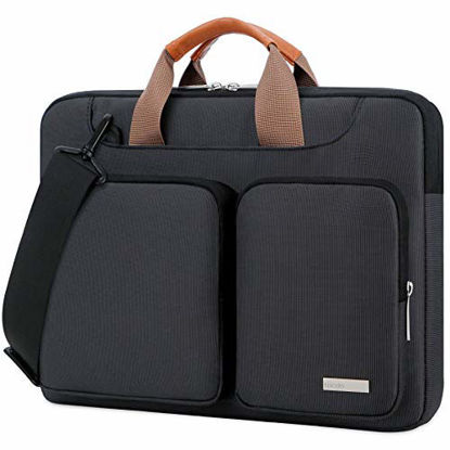 Picture of Lacdo 360° Protective Laptop Shoulder Bag Sleeve Case for 13 Inch New MacBook Air | MacBook Pro Touch Bar 2016-2020 | Surface Book 3 2 | MacBook Pro Retina 2012-2015 | 13" HP Acer ASUS Computer, Black