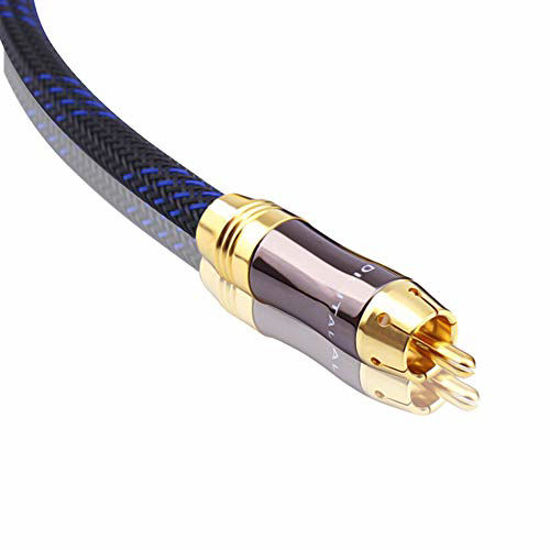 Picture of KUYIOHIFI Dual Shielded (OD 8.0mm) RCA Male to RCA Male subwoofer Cable (4 Feet)