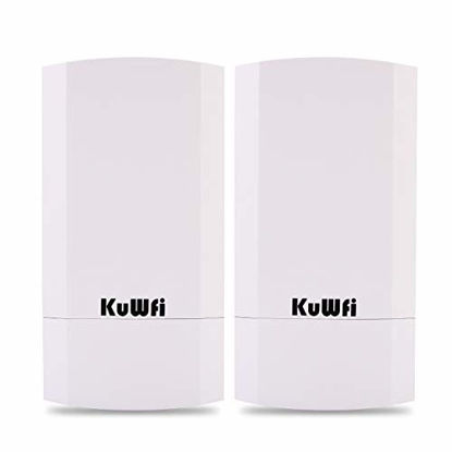 Picture of KuWFi 2-Pack 300Mbps Wireless Outdoor CPE Kit Point-to-Point Wireless Access Point 2.4G WiFi Bridge Supports 1KM Transmission Distance Solution for PTP/PTMP (Pre-Program)