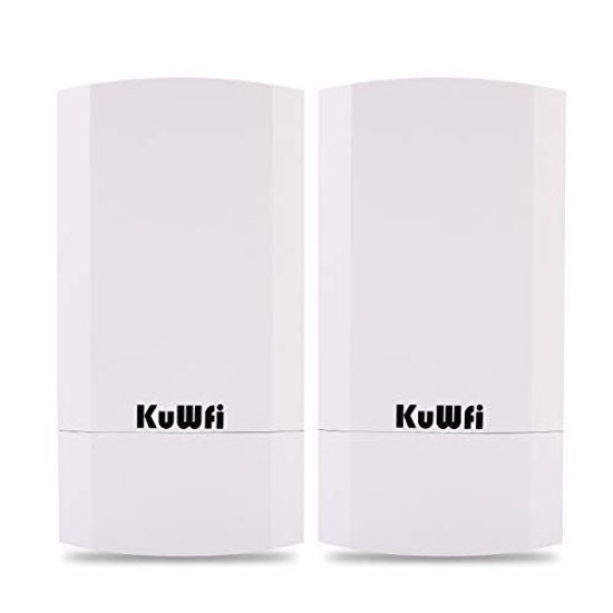 Picture of KuWFi 2-Pack 300Mbps Wireless Outdoor CPE Kit Point-to-Point Wireless Access Point 2.4G WiFi Bridge Supports 1KM Transmission Distance Solution for PTP/PTMP (Pre-Program)