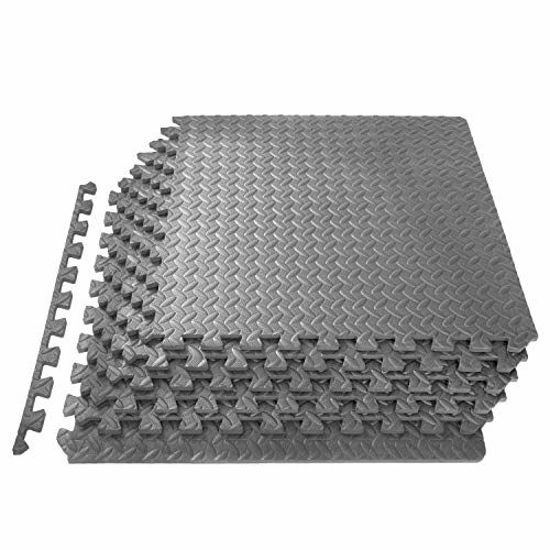 Picture of ProsourceFit Extra Thick Puzzle Exercise Mat 1/2", EVA Foam Interlocking Tiles for Protective, Cushioned Workout Flooring for Home and Gym Equipment, Grey