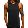 Picture of WUAI Men's Casual Hoodies Workout Tank Tops Sleeveless Sport Pullover Sweatshirt Loose Tops T-Shirt (US Size L = Tag XL, Black)