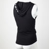 Picture of WUAI Men's Casual Hoodies Workout Tank Tops Sleeveless Sport Pullover Sweatshirt Loose Tops T-Shirt (US Size L = Tag XL, Black)