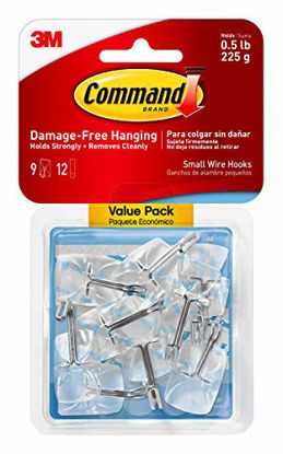 Picture of Command Wire Hooks, Small, Clear, 9-Hook, 4-Pack (36 Hooks Total), Organize Damage-Free