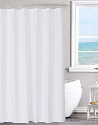 Picture of N&Y HOME Fabric Shower Curtain Liner Solid White with Magnets, Hotel Quality, Machine Washable,70 x 72 inches for Bathroom, 70"x72"