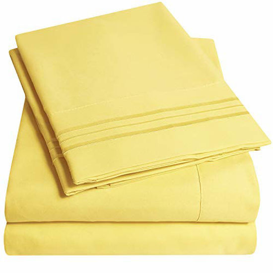 Picture of 1500 Supreme Collection Bed Sheet Set - Extra Soft, Elastic Corner Straps, Deep Pockets, Wrinkle Free, Hypoallergenic Sheets Set, Luxury Hotel Bedding, California King, Yellow