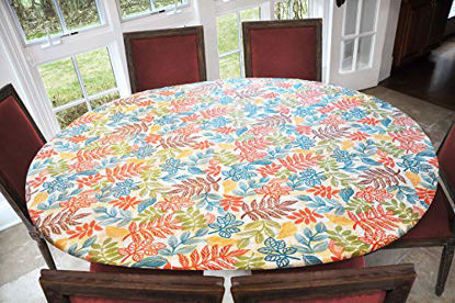Picture of Covers For The Home Deluxe Elastic Edged Flannel Backed Vinyl Fitted Table Cover - Botanical Pattern - Oblong/Oval - Fits Tables up to 48" W x 68" L