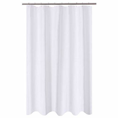 Picture of Fabric Shower Curtain Liner Longer Stall Size 54 x 75 inches, Hotel Quality, Washable, White Bathroom Curtains with Grommets, 54x75
