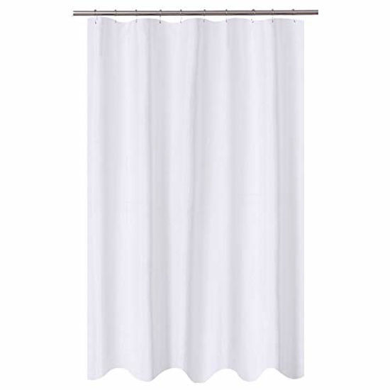 Picture of Fabric Shower Curtain Liner Longer Stall Size 54 x 75 inches, Hotel Quality, Washable, White Bathroom Curtains with Grommets, 54x75