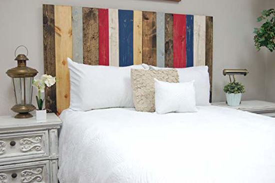 Picture of Americana Mix Headboard Queen Size, Hanger Style, Handcrafted. Mounts on Wall. Easy Installation