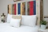 Picture of Americana Mix Headboard Queen Size, Hanger Style, Handcrafted. Mounts on Wall. Easy Installation