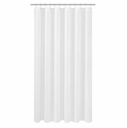 Picture of N&Y HOME Extra Long Fabric Shower Curtain or Liner 72 x 92 inch, Hotel Quality, Washable, White Bathroom Curtains with Grommets, 72x92