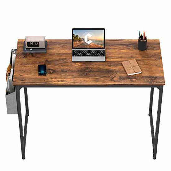 Picture of CubiCubi Study Computer Desk 32" Home Office Writing Small Desk, Modern Simple Style PC Table, Black Metal Frame, Deep Brown