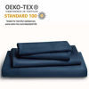 Picture of Bedsure 100% Bamboo Sheets Set Twin XL Navy - Cooling Bamboo Bed Sheets for Twin XL Size Bed with Deep Pocket 3PCScs