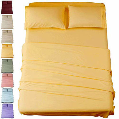 Picture of SONORO KATE Bed Sheet Set Super Soft Microfiber 1800 Thread Count Luxury Egyptian Sheets 16-Inch Deep PocketWrinkle and Hypoallergenic-3 Piece (Yellow, Twin XL)