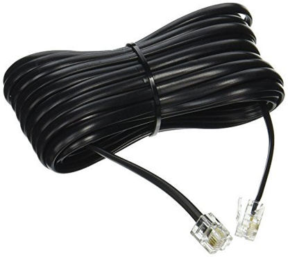 Picture of 25' FT FOOT BLACK PHONE TELEPHONE EXTENSION CORD CABLE LINE WIRE WITH STANDARD RJ-11 PLUGS