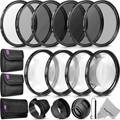 Picture of 58MM Complete Lens Filter Accessory Kit (UV, CPL, ND4, ND2, ND4, ND8 and Macro Lens Set) for Canon EOS 70D 77D 80D 90D Rebel T8i T7 T7i T6i T6s T6 SL2 SL3 DSLR Cameras