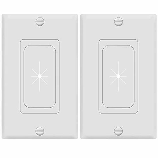 Picture of TOPGREENER Flexible Rubber Wall Grommet Insert with Decorator Wall Plate, Pass Through Plate for Low-Voltage Cables, Size 1-Gang 4.50" x 2.75," Polycarbonate Thermoplastic, TG8901-2PCS, White, 2 Pack