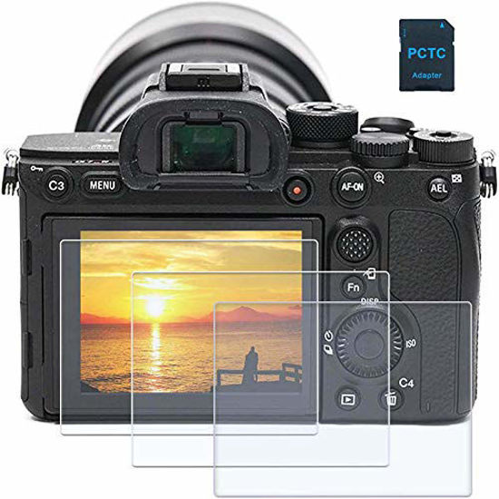 Picture of PCTC Tempered Glass LCD Screen Protector fit for Sony Alpha a7II A7III A7IV a7SII a7SIII a7RII a7RIII a7RIV RX100VII RX100VI RX100V RX100IV RX100III RX100II A9II,RX10III RX10IV,RX1R RX1RII(3 packs), 1* Macro SD/TF Card Adater