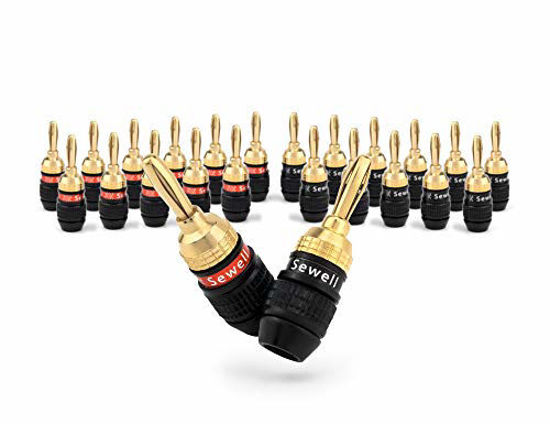 Picture of Sewell SW-29863-12 Deadbolt Banana Plugs 12-Pairs by, Gold Plated Speaker Plugs, Quick Connect