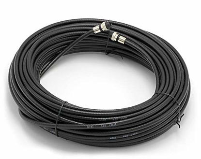 Picture of 50' Feet, Black RG6 Coaxial Cable with Rubber booted - Weather Proof - Outdoor Rated Connectors, F81 / RF, Digital Coax for CATV, Antenna, Internet, & Satellite