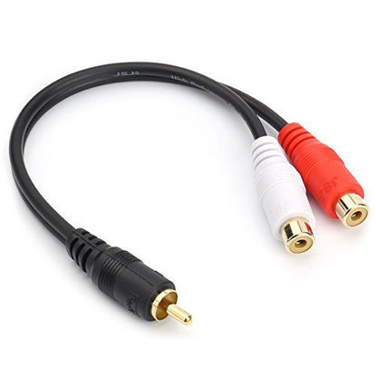 Picture of RCA (M) to 2 RCA (F) Stereo Audio Y Adapter Subwoofer Cable (24k Gold Plated) 1 Male to 2 Female Y Splitter Connectors Extension Cord (20CM/0.5FT)