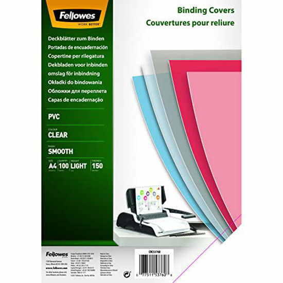 Picture of Fellowes 5376001 PVC Binding Covers A4 150 Microns Clear 100 Pack