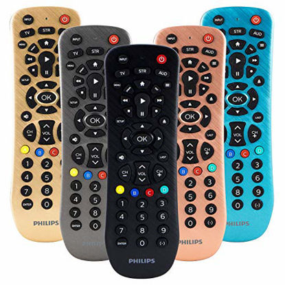 Picture of Philips Universal Remote Control for Samsung, Vizio, LG, Sony, Sharp, Roku, Apple TV, RCA, Panasonic, Smart TVs, Streaming Players, Blu-ray, DVD, 3-Device, Black, SRP9232D/27