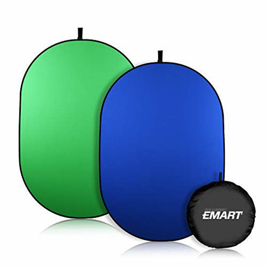 Picture of Emart 5 x 6.5ft Portable Green Screen Chromakey Collapsible Background, Pop up Greenscreen 2-in-1 Blue Screen Backdrop for Zoom Virtual Background, Video Photography (Chroma-Key Blue/Green Foldable)