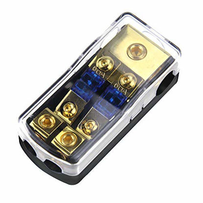 Picture of ZOOKOTO Copper Distribution Block, 0GA(4/6/8/10) GA to 4(6/8/10) GA 60 Amp Mini ANL 2 Way Fuse Holder