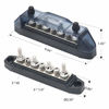 Picture of Recoil BBS43-P Bus Bar 4 x M5 Studs 3 Screw Terminals Power Distribution Block Busbar with Ring Terminals (Red+Black)