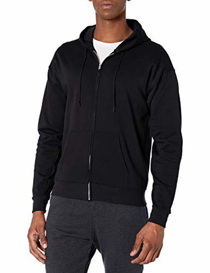 GetUSCart- Hanes Men's Full-Zip Eco-Smart Fleece Hoodie, Black, X-Large