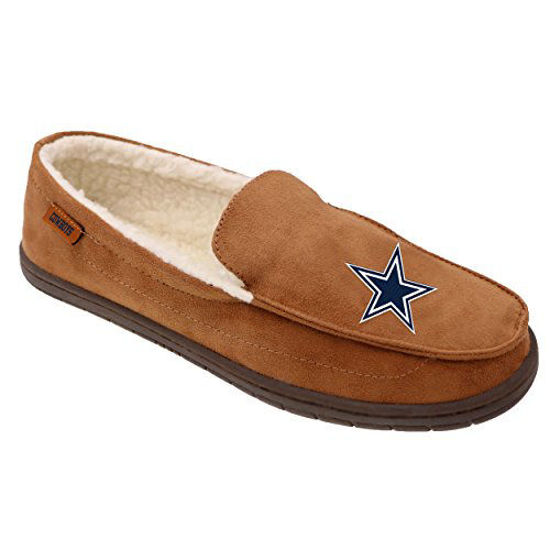 Dallas Cowboys NFL Exclusive Mens Beige Moccasin Slippers