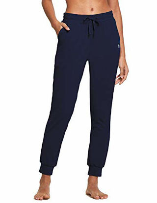 Picture of BALEAF Women's Cotton Sweatpants Leisure Joggers Pants Tapered Active Yoga Lounge Casual Travel Pants with Pockets Navy Blue Size XXXL