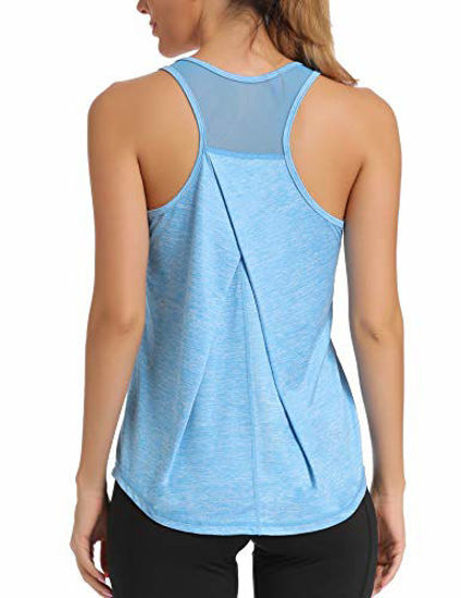 GetUSCart- Aeuui Workout Tops for Women Mesh Racerback Tank Yoga Shirts Gym  Clothes Blue