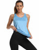 Picture of Aeuui Workout Tops for Women Mesh Racerback Tank Yoga Shirts Gym Clothes Blue