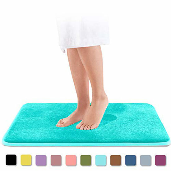 Picture of Genteele Memory Foam Bath Mat Non Slip Absorbent Super Cozy Velvet Bathroom Rug Carpet (17 inches X 24 inches, Teal)