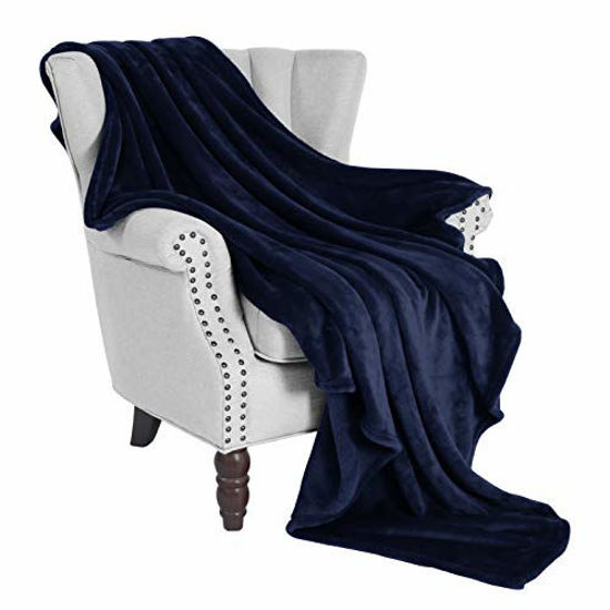 Picture of Exclusivo Mezcla Large Flannel Velvet Plush Throw Blanket - 50" x 70" (Navy Blue)