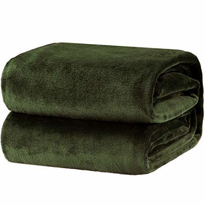 Picture of Bedsure Fleece Blanket Queen Size Olive Green Lightweight Super Soft Cozy Luxury Bed Blanket Microfiber