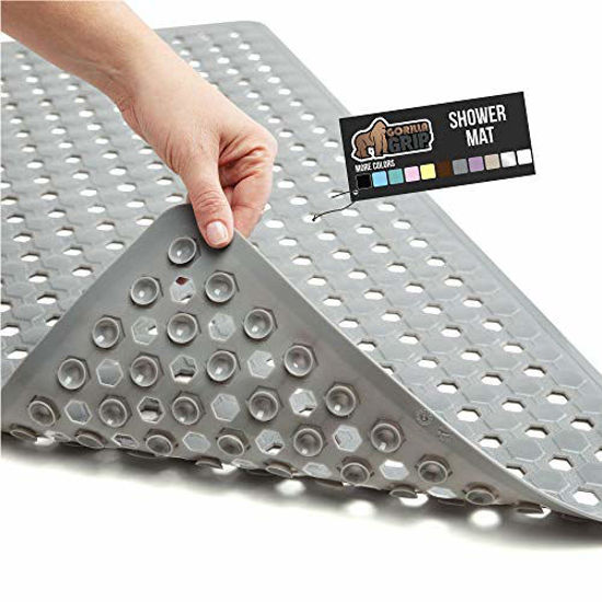  The Original Gorilla Grip Patented Shower and Bathtub Mat,  35x16, Long Floor Mats with Suction Cups and Drainage Holes, Machine  Washable and Soft on Feet, Bathroom and Spa Accessories, Clear 