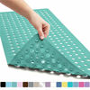 Picture of Gorilla Grip Original Patented Bath, Shower, Tub Mat, 35x16, Washable, Antibacterial, BPA, Latex, Phthalate Free, Bathtub Mats with Drain Holes, Suction Cups, XL Size Bathroom Mats, Turquoise Opaque