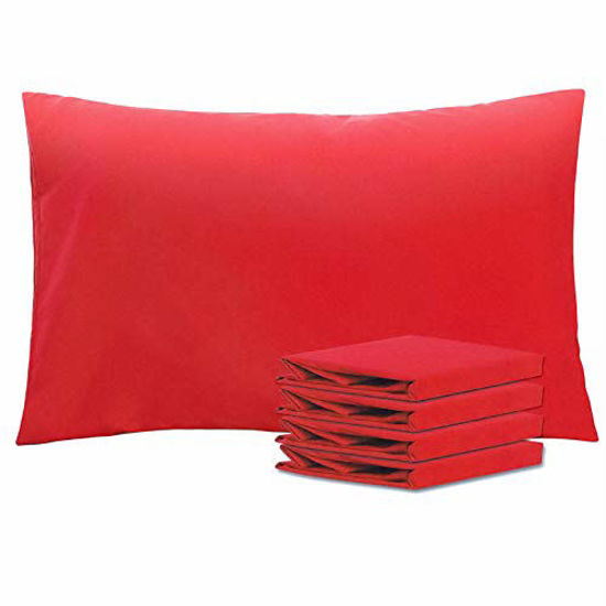 Picture of NTBAY Queen Pillowcases Set of 4, 100% Brushed Microfiber, Soft and Cozy, Wrinkle, Fade, Stain Resistant with Envelope Closure, 20"x 30", Red