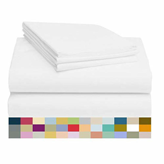 Picture of LuxClub 4 PC Sheet Set Bamboo Sheets Deep Pockets 18" Eco Friendly Wrinkle Free Sheets Machine Washable Hotel Bedding Silky Soft - White Twin XL