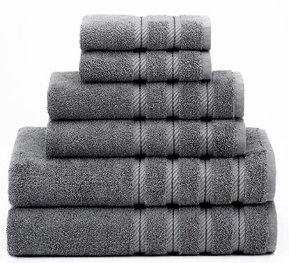 Picture of American Soft Linen 6-Piece 100% Turkish Genuine Cotton Premium & Luxury Towel Set for Bathroom & Kitchen, 2 Bath Towels, 2 Hand Towels & 2 Washcloths [Worth $72.95] - Grey