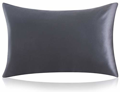 Picture of ZIMASILK 100% Mulberry Silk Pillowcase for Hair and Skin Health,Both Sides 19 Momme Silk,1pc (King 20''x36'', Space Gray)