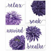 Picture of Relax Soak Unwind Breathe Purple Blend Bathroom Flower Prints, Set of 4 (8x10) Unframed Photos, Wall Art Decor Gifts Under 20 for Home, Office, College Student, Teacher, Floral & Yoga Fan