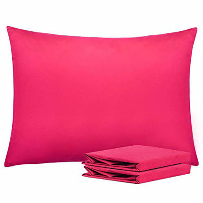Picture of NTBAY Standard Pillowcases Set of 2, 100% Brushed Microfiber, Soft and Cozy, Wrinkle, Fade, Stain Resistant with Envelope Closure, 20 x 26 Inches, Magenta